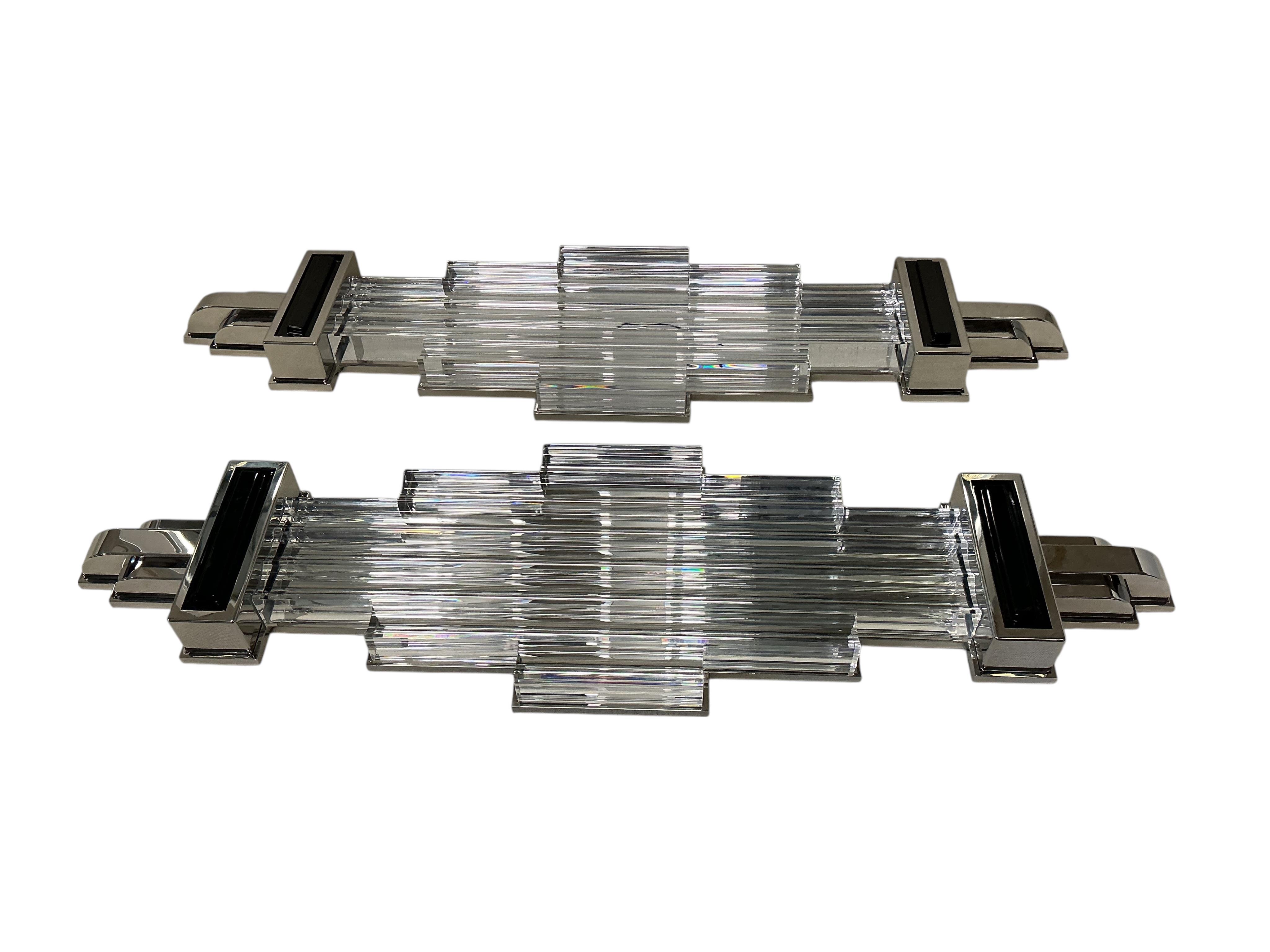 A pair of contemporary IL Normanno Art Deco style wall lamps, width 26cm, height 94cm